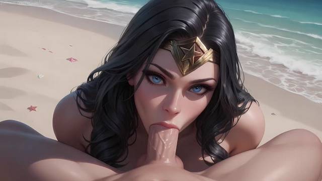 Wonder Woman and her Nth boyfriend make love and have sex on the beach
