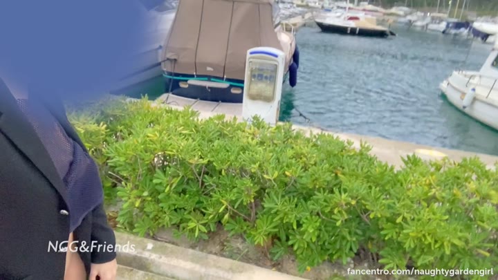 Cece Walks on the docks among the yachts